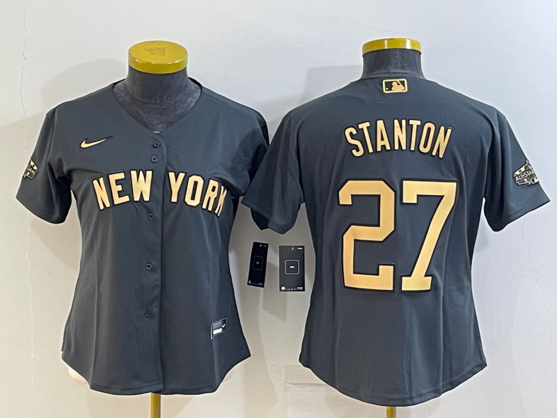 Women's New York Yankees #27 Giancarlo Stanton 2022 All-Star Charcoal Stitched Baseball Jersey(Run Small)
